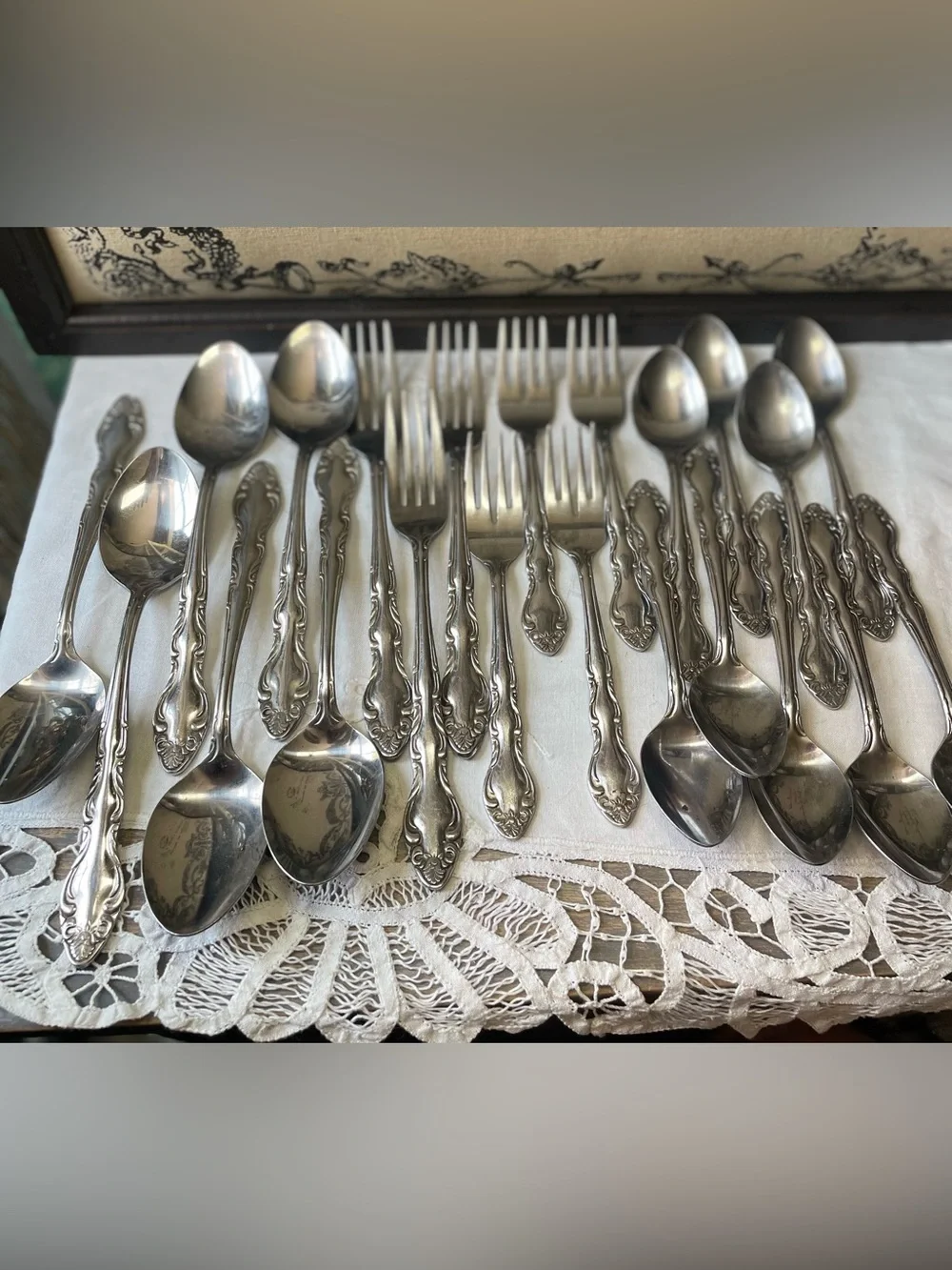 Stainless steel flatware Japan ornate vintage silverware set